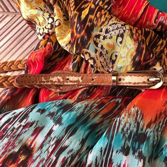 I.N. Studio Women's Sheer Dress Size 14 Ethnic Print Retro 70s Style Boho Chic - Picture 11 of 12